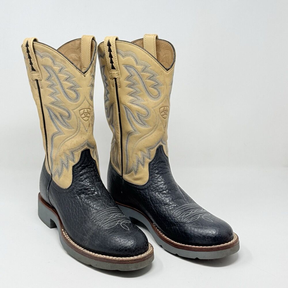Ariat Cobalt Crepe Cowboy Boots Womens 7 M Tan Black Leather Western Chore 17841